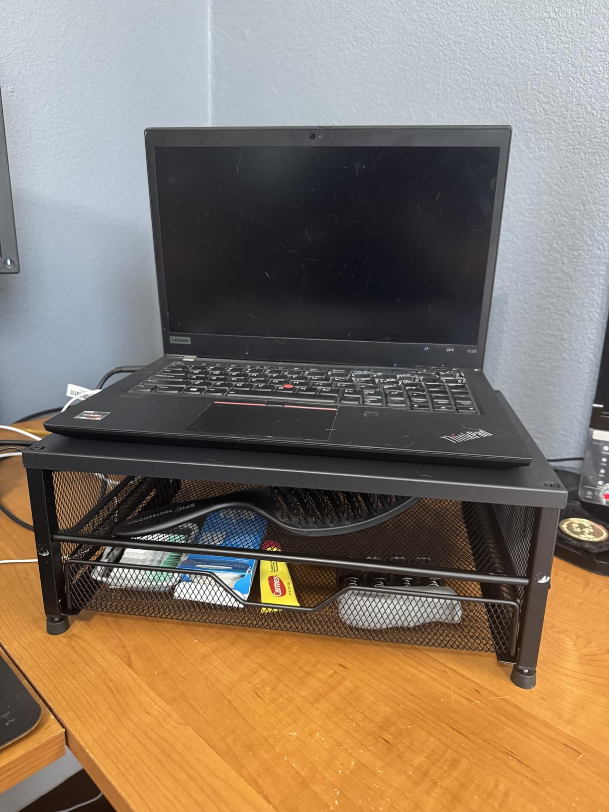 OPNICE Computer Monitor Stand Riser, Desk Organizer with Drawer, Printer & Laptop Stand, Office Desk Accessories & Workspace Desktop Organizers Storage for Office Supplies(Black) customer photo 1