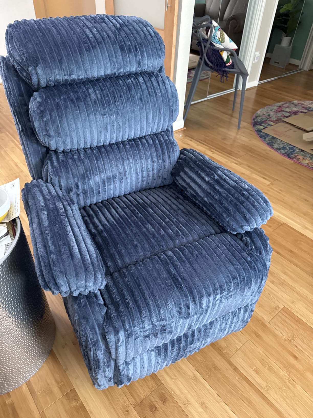 Velvet Upholstered Glider Recliner Chair – 360° Swivel Rocker Chair for Adults, Small Rocking Chair for Small Spaces, Soft Fabric Recliner Chair with Side Pockets, Comfortable Nursery Chair,Brwon customer photo 1