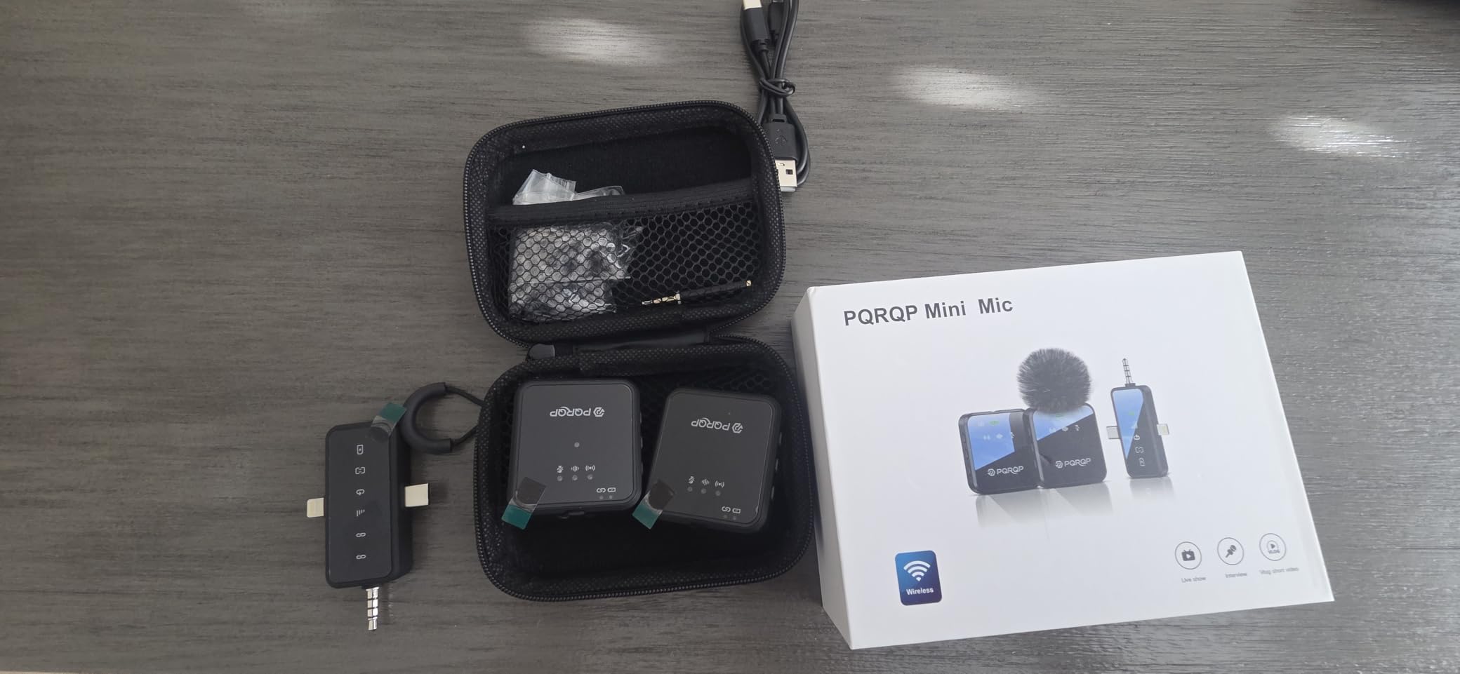 PQRQP 3 in 1 Wireless Mini Microphone for iPhone, Android, Camera,328ft Range, 18H Battery Life,High-Fidelity Audio Clip on Mic for Content Creators-Soot Black customer photo 2