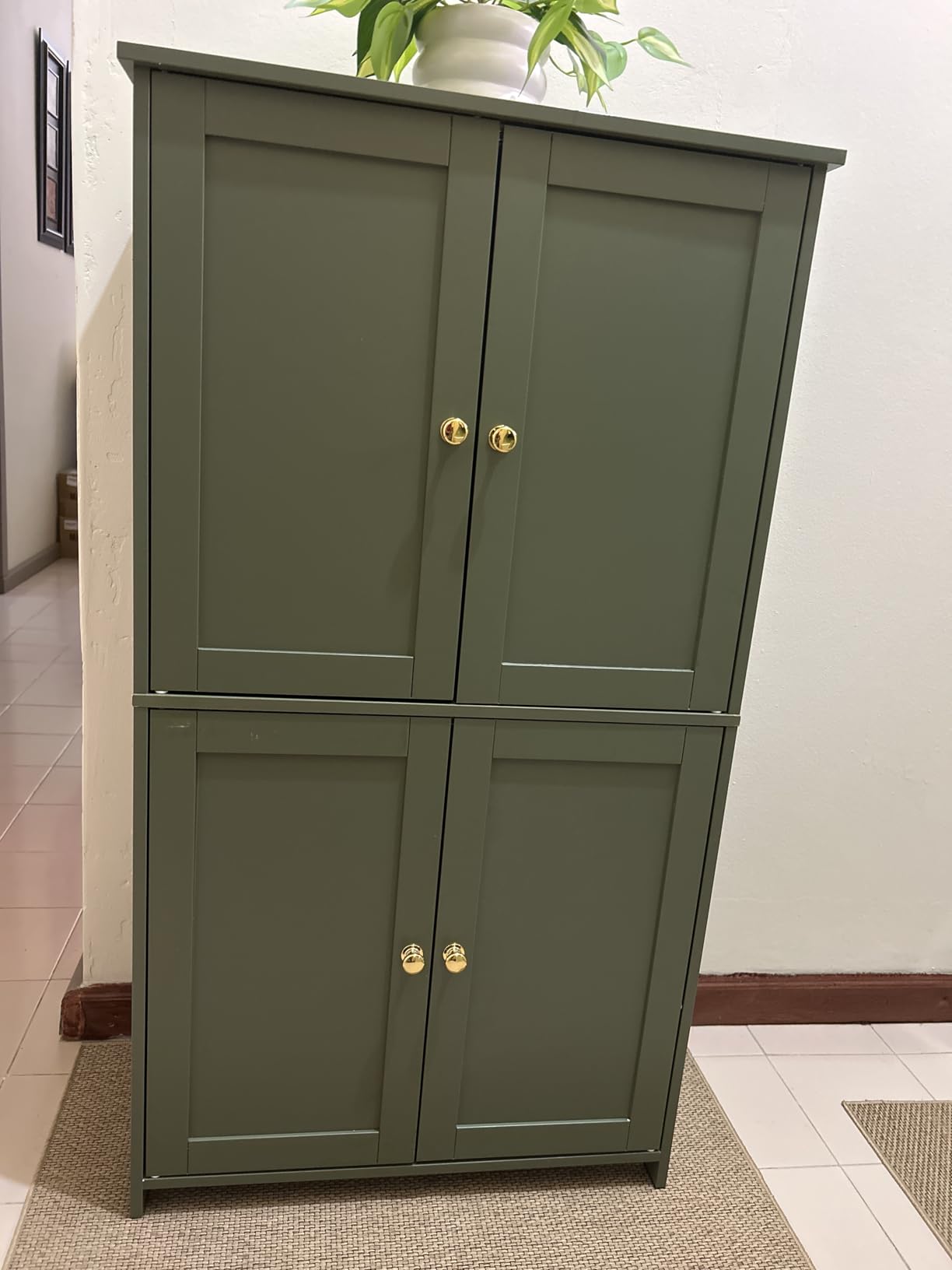 VASAGLE Floor Storage Cabinet, 2 Adjustable Shelves, 4 Doors,42.7