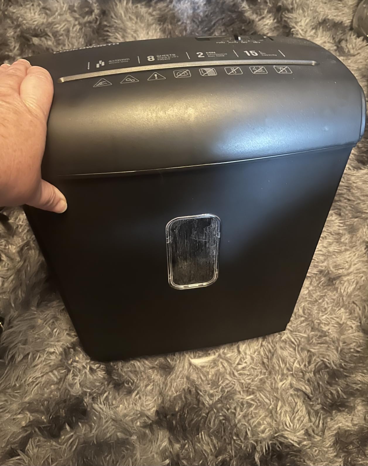 Locksworth 110-Sheet Micro Cut Shredder for Home Office, 6.9 Gallons Bin P-4 High Security Paper Shredder for Credit Card, Staple, Clip, Heavy Duty Commercial Shredders with Casters customer photo 2